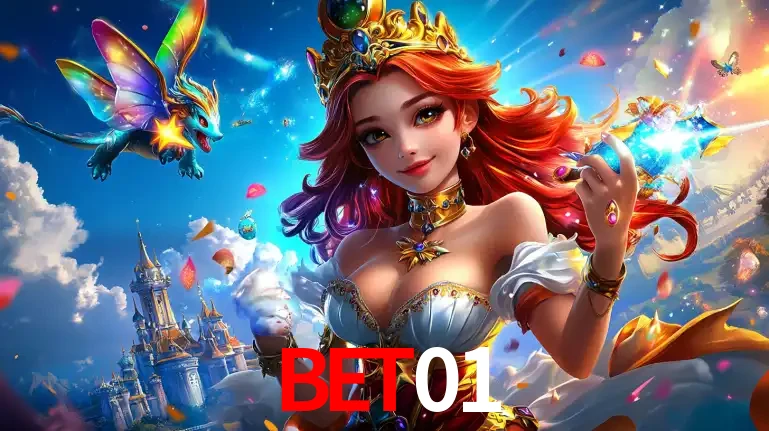 A princesa de um reino de fantasia mágico, com seu pequeno dragão, apresentando um mundo de prêmios encantados nos jogos de caça-níqueis do cassino bet01.